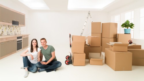 Furniture and boxes being loaded for a local move in East London